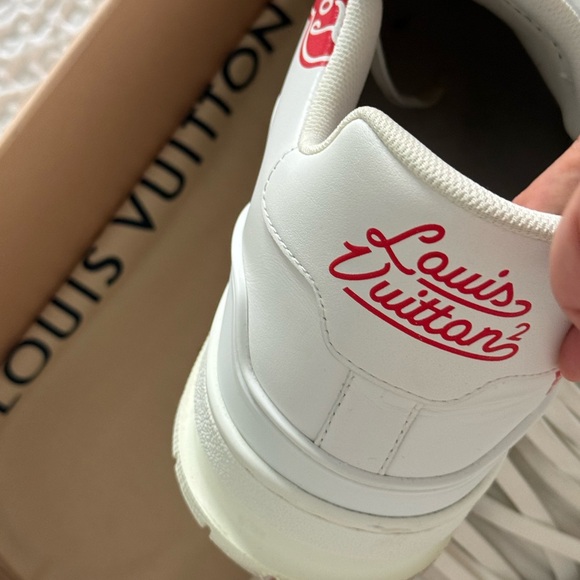 Louis Vuitton White Sneakers with Red Accents - Picture 7 of 8